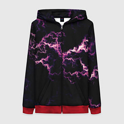 Толстовка на молнии женская Lightning pink glow, цвет: 3D-красный