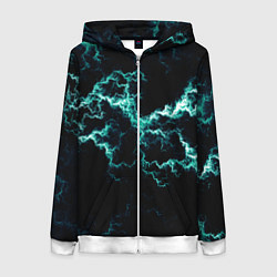Толстовка на молнии женская Lightning light blue glow, цвет: 3D-белый