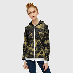 Толстовка на молнии женская Triangle yellow with dots, цвет: 3D-белый — фото 2