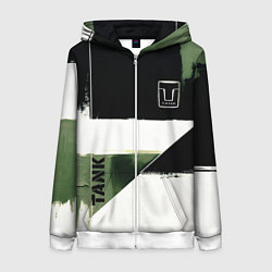 Толстовка на молнии женская Tank логотип машины, цвет: 3D-белый