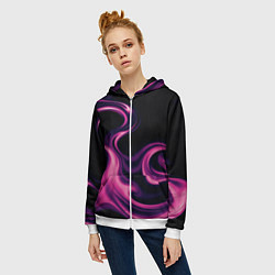 Толстовка на молнии женская Color pink smoke, цвет: 3D-белый — фото 2