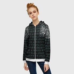 Толстовка на молнии женская Руны и татуировки викингов, цвет: 3D-белый — фото 2