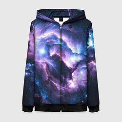 Толстовка на молнии женская Фиолетовая туманность, цвет: 3D-черный