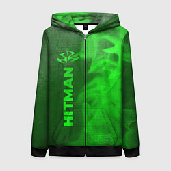 Толстовка на молнии женская Hitman - green gradient по-вертикали, цвет: 3D-черный