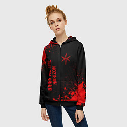 Толстовка на молнии женская Bring Me the Horizon - red gradient вертикально, цвет: 3D-черный — фото 2