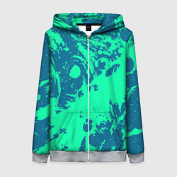Женская толстовка на молнии Сине-зелёный абстракция краски