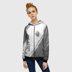 Толстовка на молнии женская Green Day - white gradient вертикально, цвет: 3D-черный — фото 2
