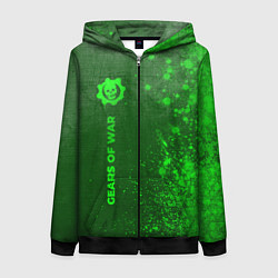 Толстовка на молнии женская Gears of War - green gradient по-вертикали, цвет: 3D-черный