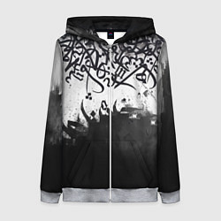 Женская толстовка на молнии Гранж каллиграфия