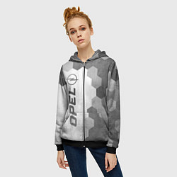 Толстовка на молнии женская Opel - white gradient по-вертикали, цвет: 3D-черный — фото 2