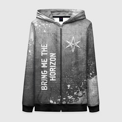 Толстовка на молнии женская Bring Me the Horizon - grey gradient вертикально, цвет: 3D-черный