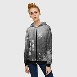Толстовка на молнии женская Bring Me the Horizon - grey gradient вертикально, цвет: 3D-черный — фото 2