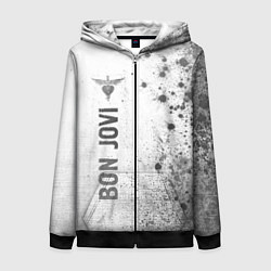Женская толстовка на молнии Bon Jovi - white gradient по-вертикали