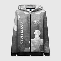 Толстовка на молнии женская Subaru - grey gradient вертикально, цвет: 3D-черный