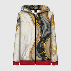 Женская толстовка на молнии Золотистые прожилки в мраморе