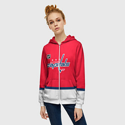 Толстовка на молнии женская Вашингтон Кэпиталз хоккей, цвет: 3D-белый — фото 2