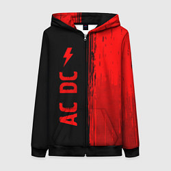 Толстовка на молнии женская AC DC - red gradient по-вертикали, цвет: 3D-черный