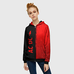 Толстовка на молнии женская AC DC - red gradient по-вертикали, цвет: 3D-черный — фото 2