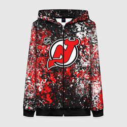 Толстовка на молнии женская New Jersey Devils NHL black, цвет: 3D-черный