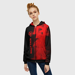 Толстовка на молнии женская Sally Face - red gradient по-вертикали, цвет: 3D-черный — фото 2
