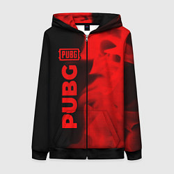 Толстовка на молнии женская PUBG - red gradient по-вертикали, цвет: 3D-черный