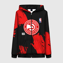 Женская толстовка на молнии Atlanta Hawks black and red