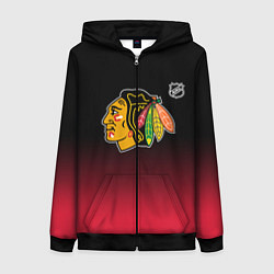Толстовка на молнии женская Чикаго Блэкхокс - градиент, цвет: 3D-черный