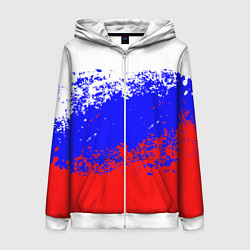 Толстовка на молнии женская Патриот - флаг, цвет: 3D-белый