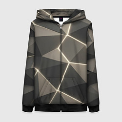 Женская толстовка на молнии Серая объемная текстура с гранями