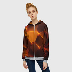 Толстовка на молнии женская Оранжевые объемные пластины, цвет: 3D-меланж — фото 2