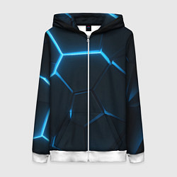 Женская толстовка на молнии Черные плиты с синим светом
