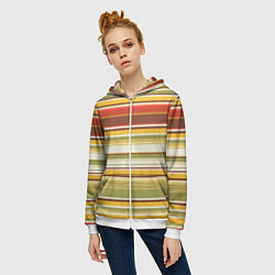 Толстовка на молнии женская Горизонтальные полосы, цвет: 3D-белый — фото 2