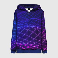 Толстовка на молнии женская Абстрактные волны из сот, цвет: 3D-синий