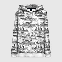 Толстовка на молнии женская Питер и корюшка, цвет: 3D-белый