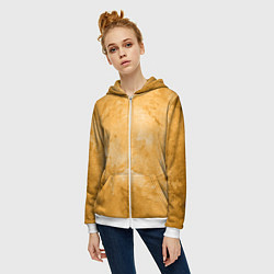 Толстовка на молнии женская Абстракция - bright yellow, цвет: 3D-белый — фото 2