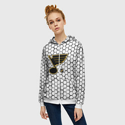 Толстовка на молнии женская Сент Луис Блюз - белые соты, цвет: 3D-белый — фото 2