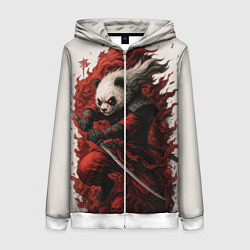 Толстовка на молнии женская Демоническая панда самурай - нейроарт, цвет: 3D-белый