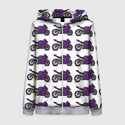 Женская толстовка на молнии Motorcycle purple