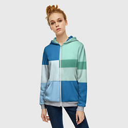 Толстовка на молнии женская Мятное небо колор-блок, цвет: 3D-меланж — фото 2