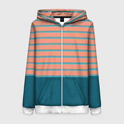 Женская толстовка на молнии Полосатый мандариновый морской рассвет