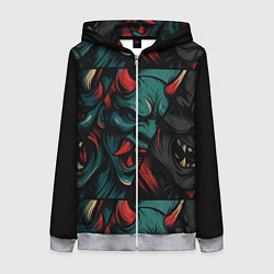 Толстовка на молнии женская Демоны Они - нейроарт, цвет: 3D-меланж