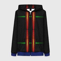 Женская толстовка на молнии Neon black green circles