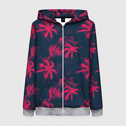 Толстовка на молнии женская Palm pink black, цвет: 3D-меланж