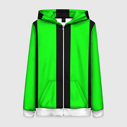 Женская толстовка на молнии Color green black line