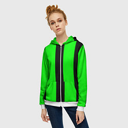 Толстовка на молнии женская Color green black line, цвет: 3D-белый — фото 2