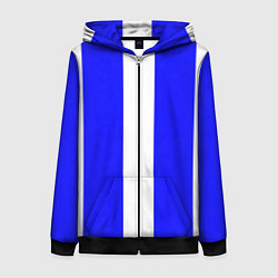 Толстовка на молнии женская Color white blue line, цвет: 3D-черный