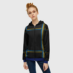 Толстовка на молнии женская Neon yellow light blue, цвет: 3D-синий — фото 2