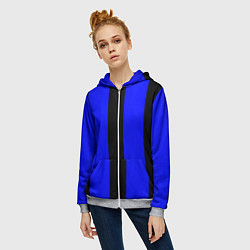 Толстовка на молнии женская Color blue black stripes, цвет: 3D-меланж — фото 2
