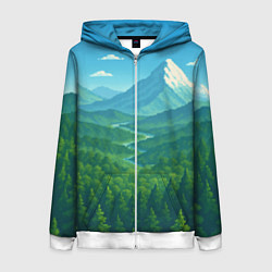 Женская толстовка на молнии Горный пейзаж - пиксель арт