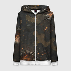 Толстовка на молнии женская Камуфляж со следами от пуль, цвет: 3D-белый
